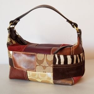 Coach Mini Leather Signature Jaquard Bag EUC